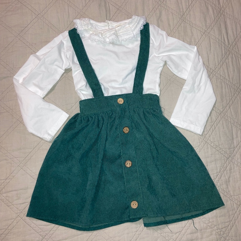 Pinafore dress/3 shirts bundle